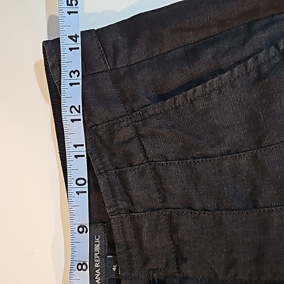 Banana Republic HR Pleated Pant Trouser Slacks Linen High Waisted Wide Black 4 L - Picture 12 of 14